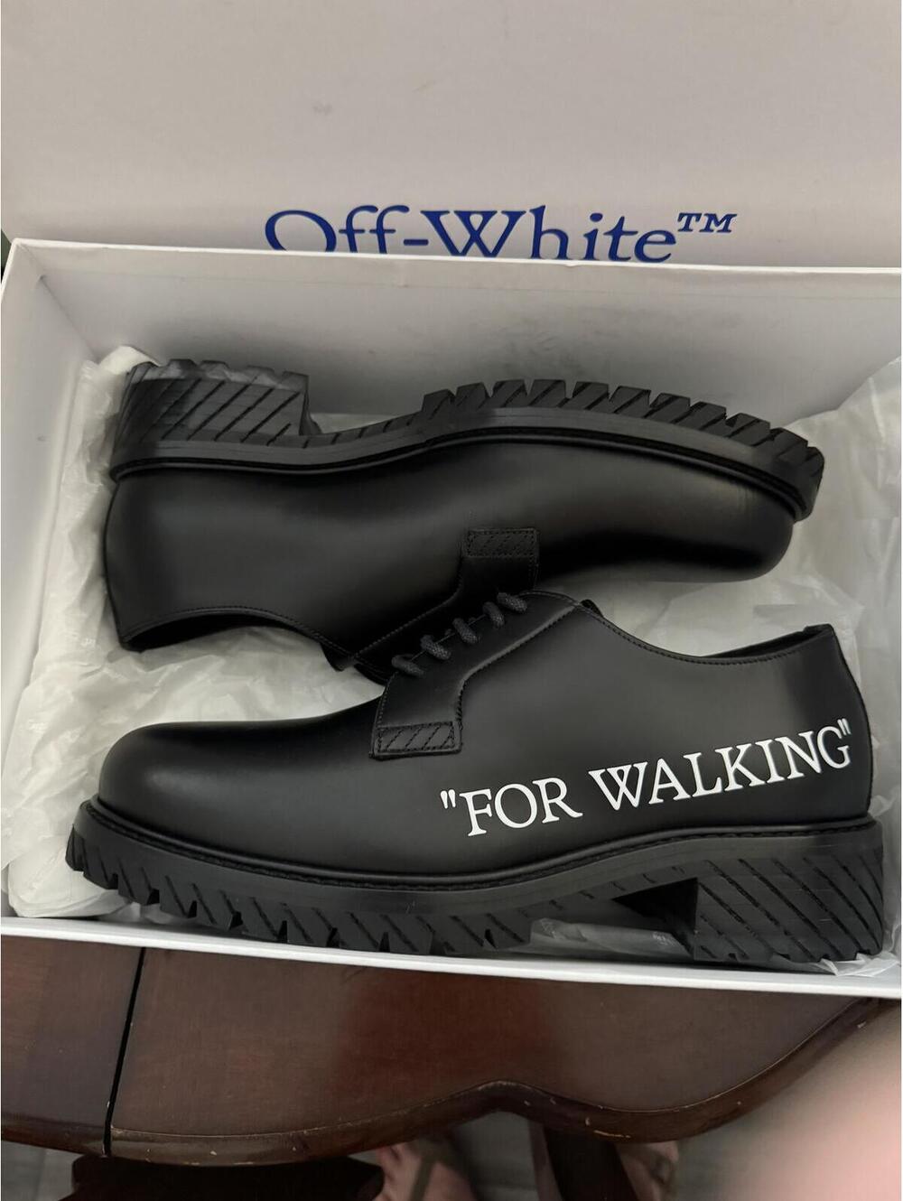 Off-White For Walking Combat Derby Shoes Black White Size 40
